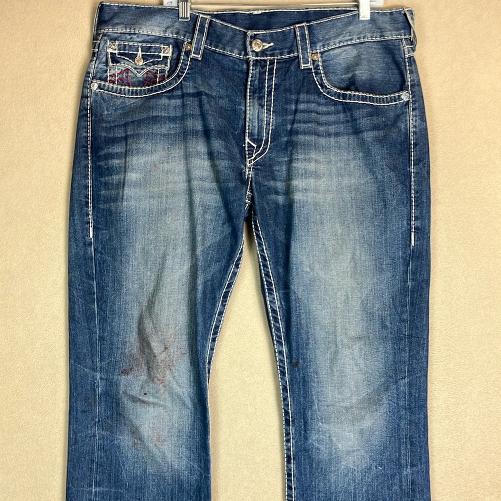 True Religion Straight Fake Blood Splatter Zola Movie Prop Jeans Men’s size‎ 36